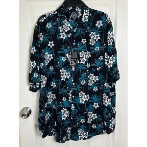San Jose Sharks Hockey Team NHL Hawaiian Button Down Shirt Viscose Men's 2XL NWT